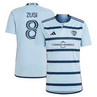 Men's Sporting Kansas City Graham Zusi adidas Light Blue 2023 Hoops 4.0 Replica Player Jersey