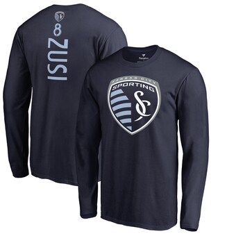 Men's Sporting Kansas City Graham Zusi Navy Backer Name & Number Long Sleeve T-Shirt