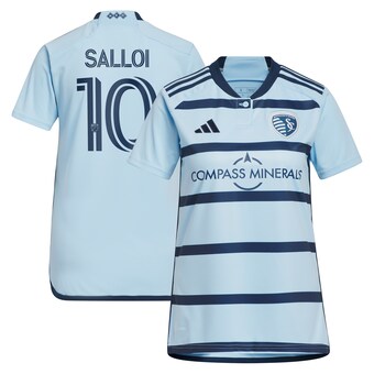 Women's Sporting Kansas City Daniel Salloi adidas Light Blue 2024 Hoops 4.0 Replica Player Jersey