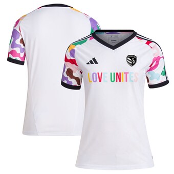 Women's Sporting Kansas City adidas White 2023 Pride Pre-Match Top