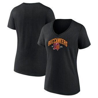 Women's Tampa Bay Buccaneers Fanatics Black Plus Size Drop Back V-Neck T-Shirt