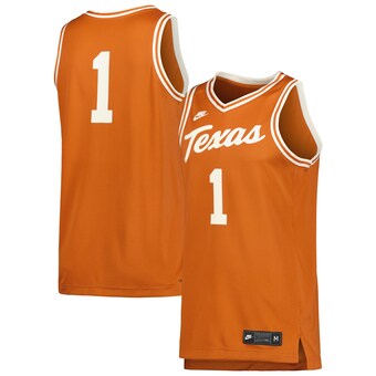 Men's Nike #1 Cream Texas Longhorns Retro Replica Basketball Jersey