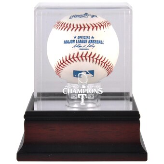 Texas Rangers 2023 World Series Champions Baseball-Vitrine aus Mahagoni mit Logo