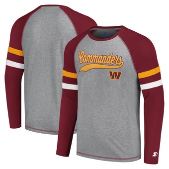 Men's Washington Commanders Starter Gray/Burgundy Kickoff Raglan Long Sleeve T-Shirt