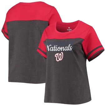 Women's Heathered Charcoal/Red Washington Nationals Plus Size Colorblock T-Shirt