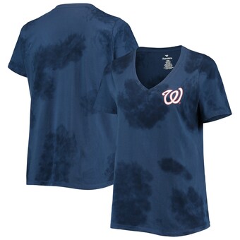 Women's Navy Washington Nationals Plus Size Cloud V-Neck T-Shirt