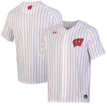 Women's Under Armour White/Red Wisconsin Badgers Full-Button Replica Softball Jersey