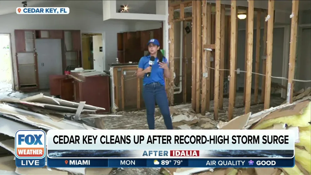 FOX Weather Correspondent Nicole Valdes reporting from Cedar Key, Florida where a local business owner experienced significant damages from Hurricane Idalia to his home as well as the Low-key Hideaway Tiki Bar he owns.