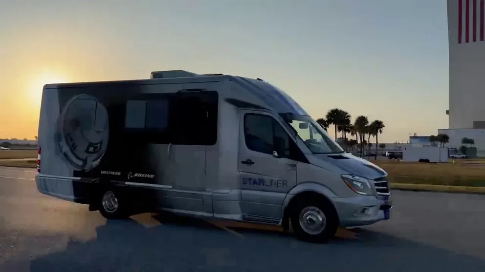 NASA astronauts Suni Williams and Butch Wilmore are driven to the Cape Canaveral launchpad in the Astrovan II ahead of the first attempt to launch on Boeing's Starliner spacecraft. The first try on May 6 ended in a scrub.