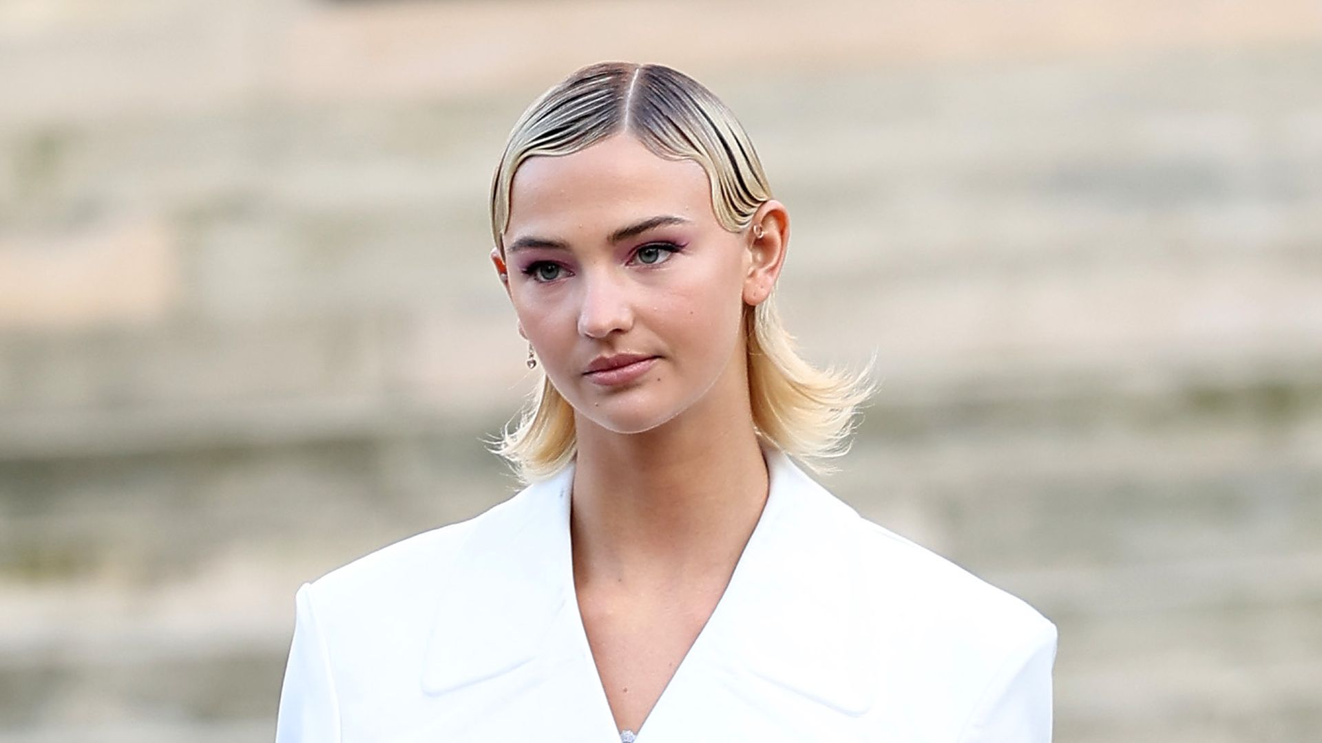 Mia Regan at the Victoria Beckham Womenswear Fall Winter 2023-2024 show )