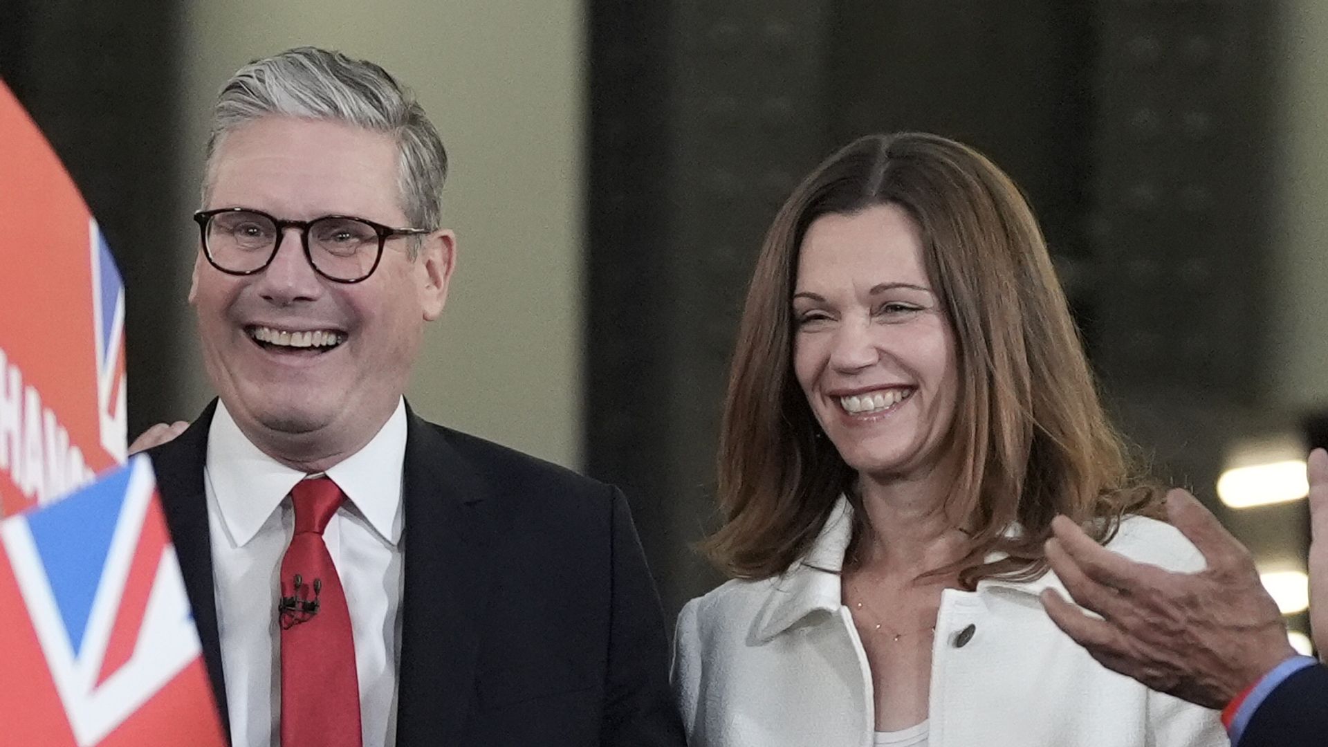 Labour leader Sir Keir Starmer and his wife Victoria at the 2024 General Election after winning