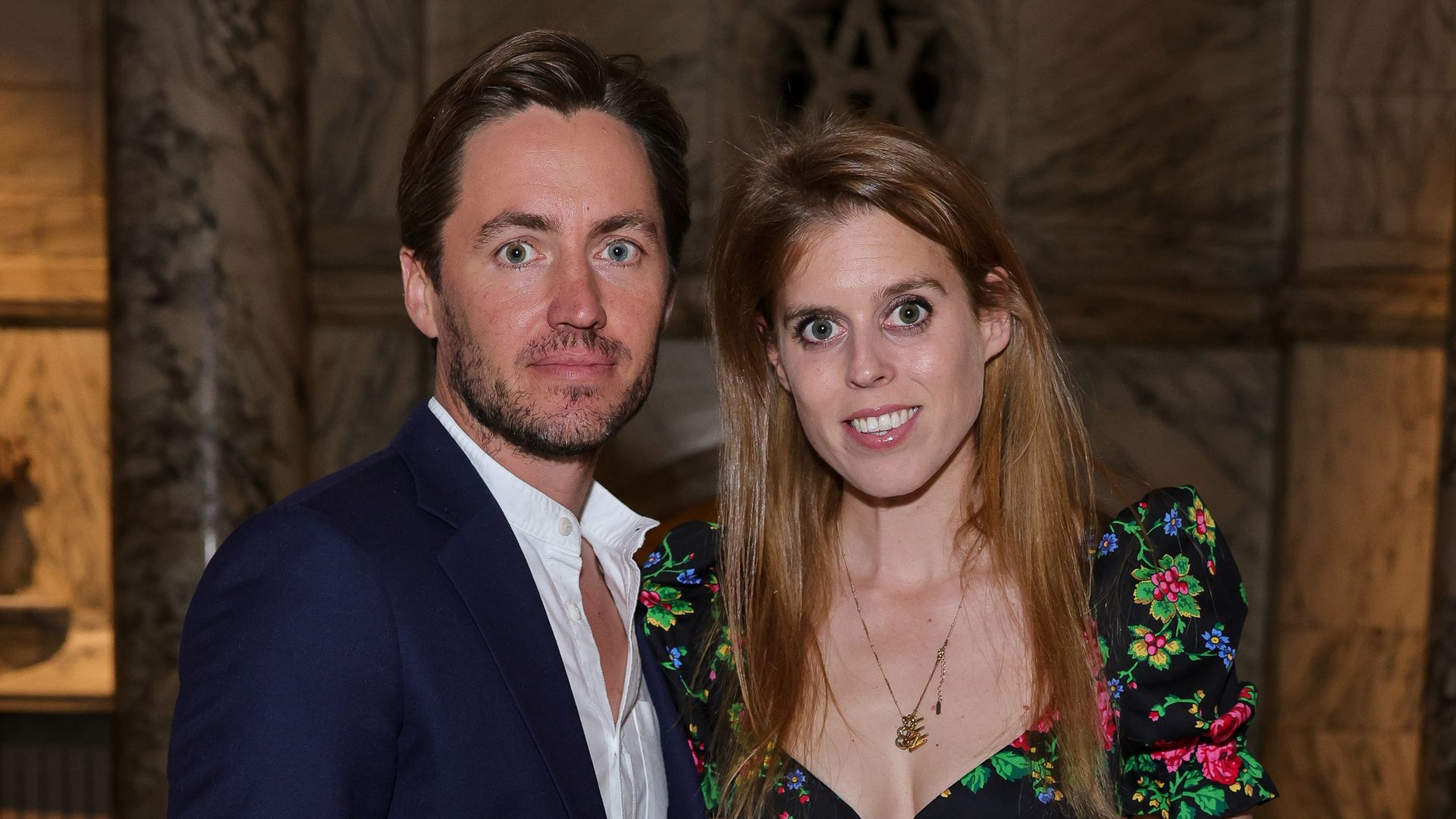 Edoardo Mapelli Mozzi and Princess Beatrice of York attend the private view for "Gabrielle Chanel. Fashion Manifesto" at the Victoria & Albert Museum on September 13, 2023 in London, England.