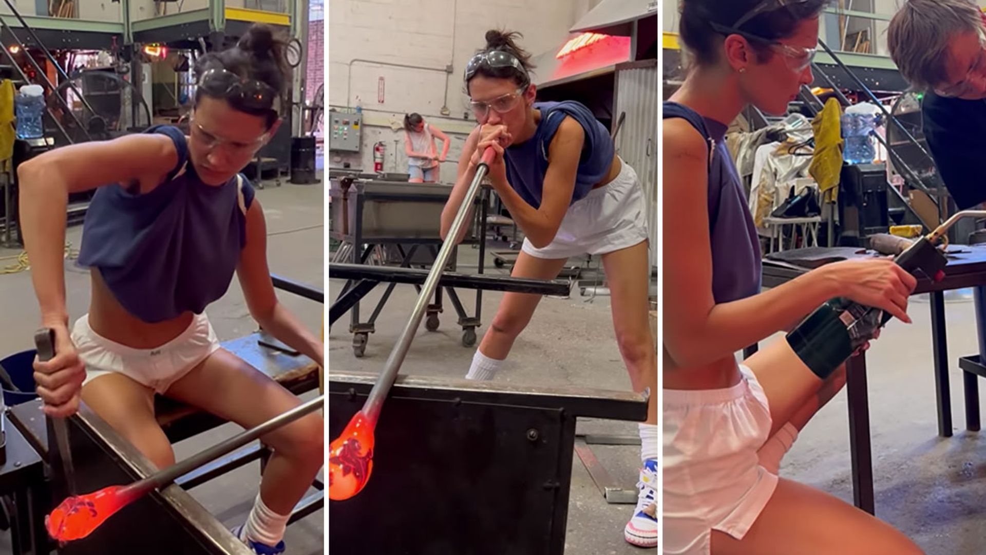 bella hadid glass blowing