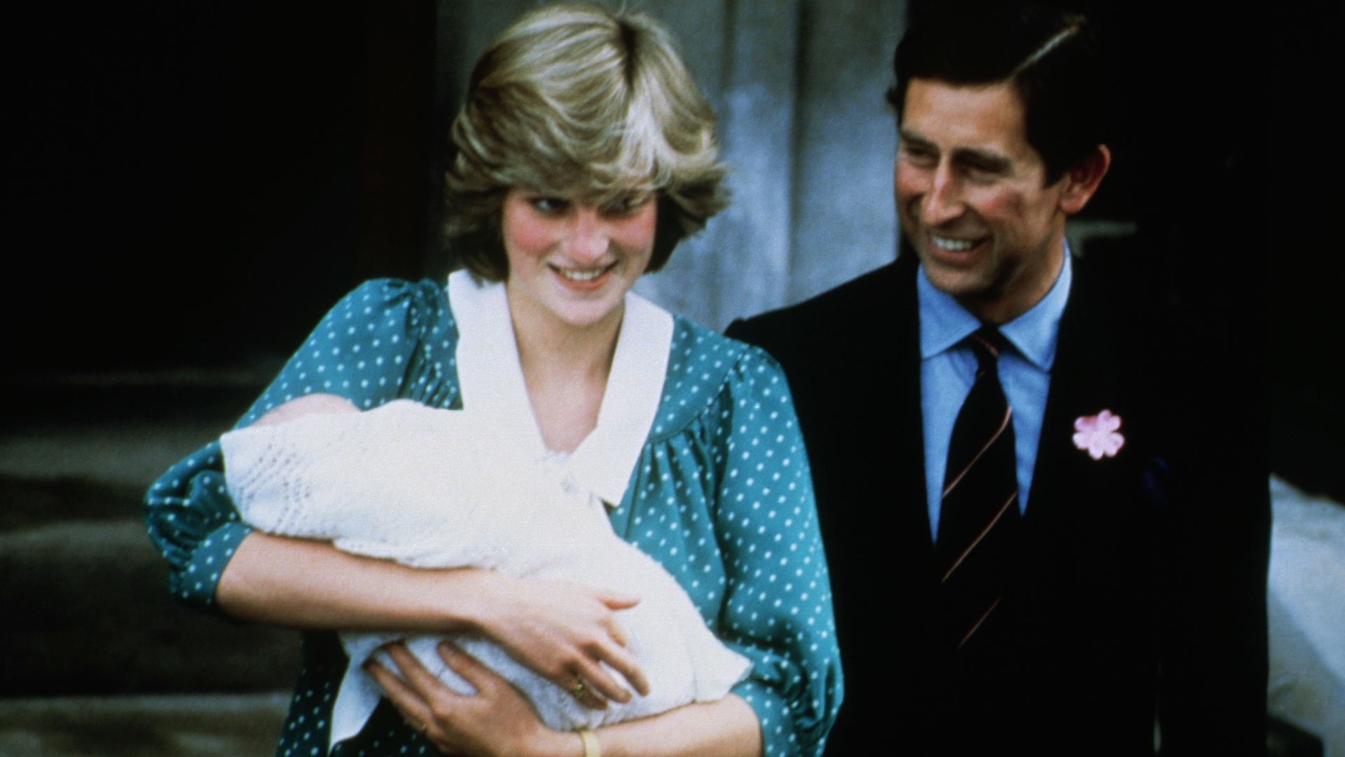 The Prince and Princess of Wales leave St. Mary's Hospital in London with their newborn son Prince William