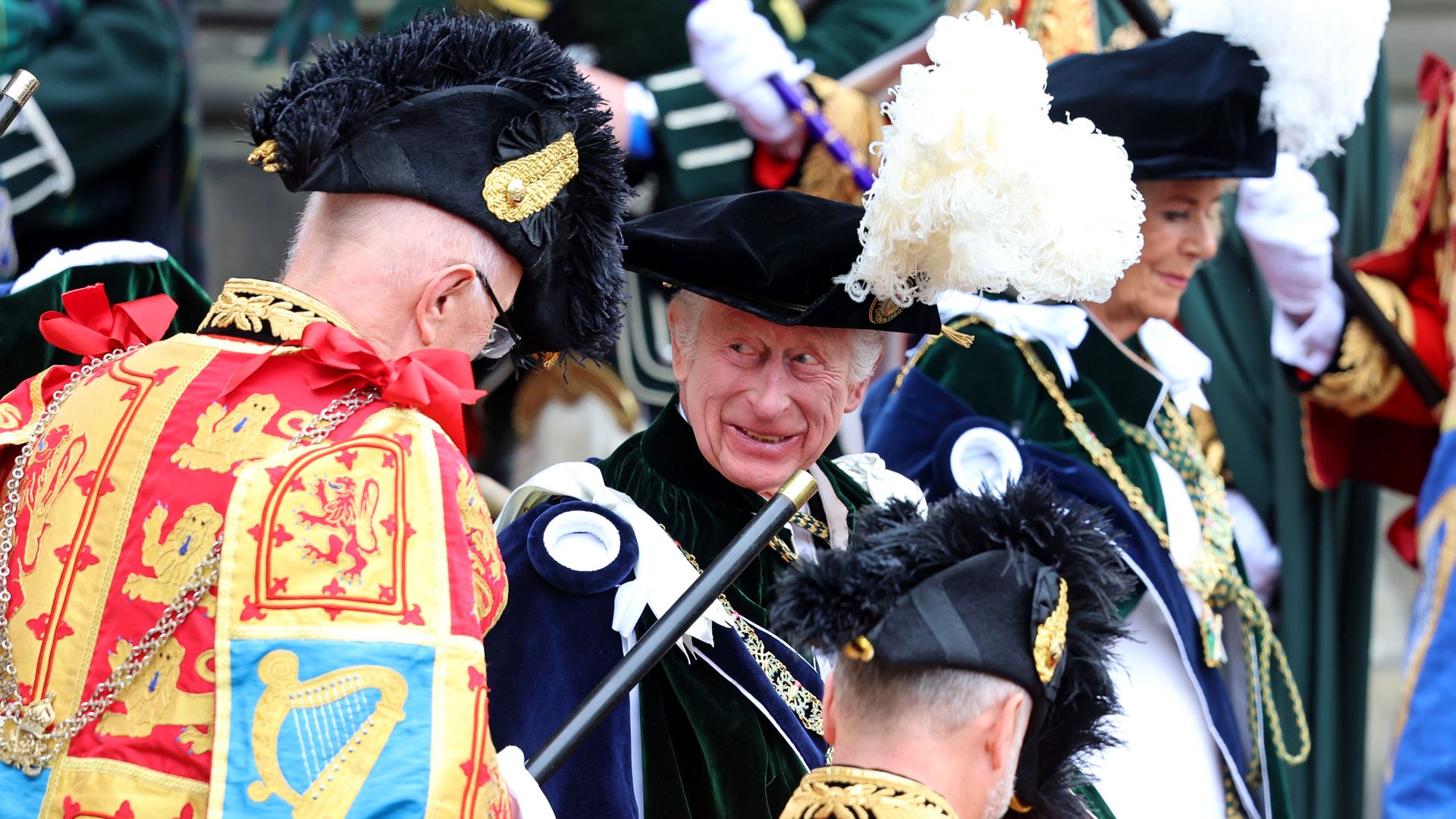 King Charles and Queen Camilla depart the Thistle Service