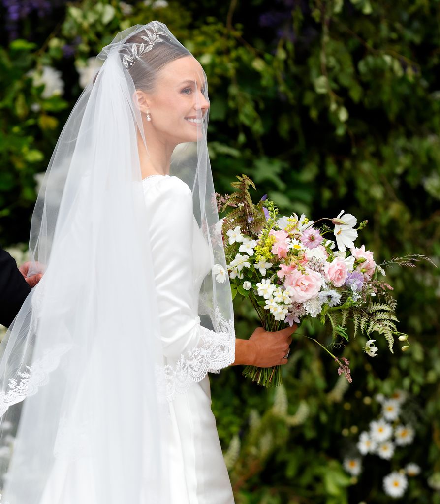 Olivia Henson arrives at Chester Cathedral for her and Hugh Grosvenor, Duke of Westminster's wedding ceremony on June 7, 2024 in Chester, England. Hugh Grosvenor, 7th Duke of Westminster (who inherited his Dukedom upon the death of his father Gerald Grosvenor, 6th Duke of Westminster in 2016), announced his engagement to Olivia Henson (who becomes the new Duchess of Westminster) in April 2023. (Photo by Max Mumby/Indigo/Getty Images)