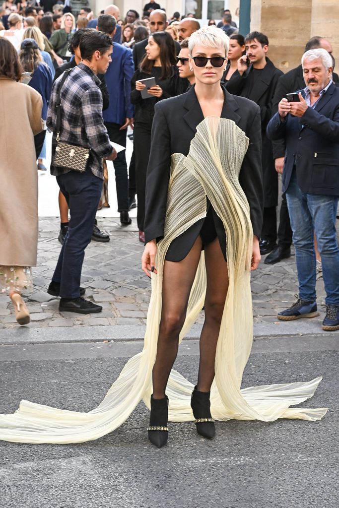 PARIS, FRANCE - SEPTEMBER 29: Wallis Day attends the Victoria Beckham Womenswear Spring/Summer 2024 show as part of Paris Fashion Week  on September 29, 2023 in Paris, France. (Photo by Stephane Cardinale - Corbis/Corbis via Getty Images)