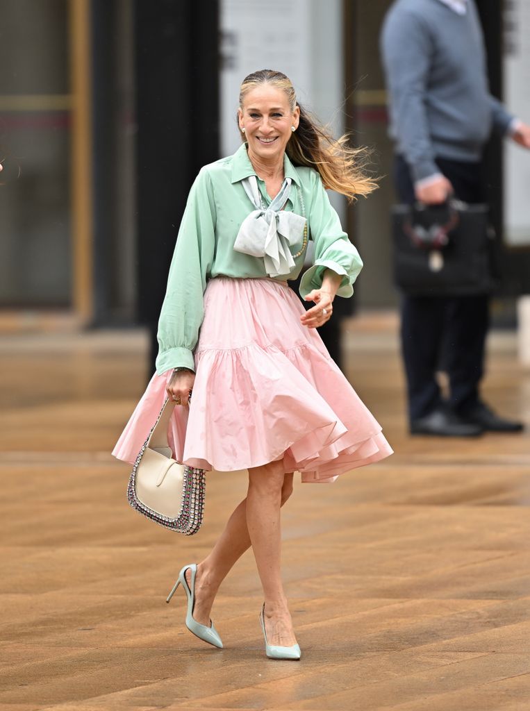 Sarah Jessica Parker is seen on the set of "And Just Like That..." Season 3, the follow up series to "Sex and the City" at Lincoln Center on May 10, 2024