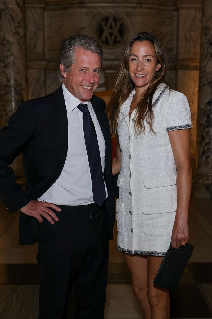 LONDON, ENGLAND - SEPTEMBER 13: Hugh Grant and Anna Elisabet Eberstein attend the private view for "Gabrielle Chanel. Fashion Manifesto" at the Victoria & Albert Museum on September 13, 2023 in London, England. (Photo by Dave Benett/Getty Images for the Victoria & Albert Museum)