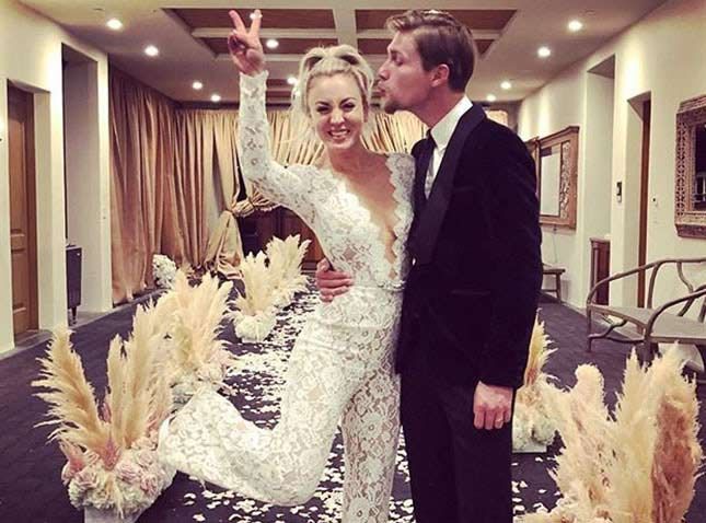 kaley cuoco wedding jumpsuit