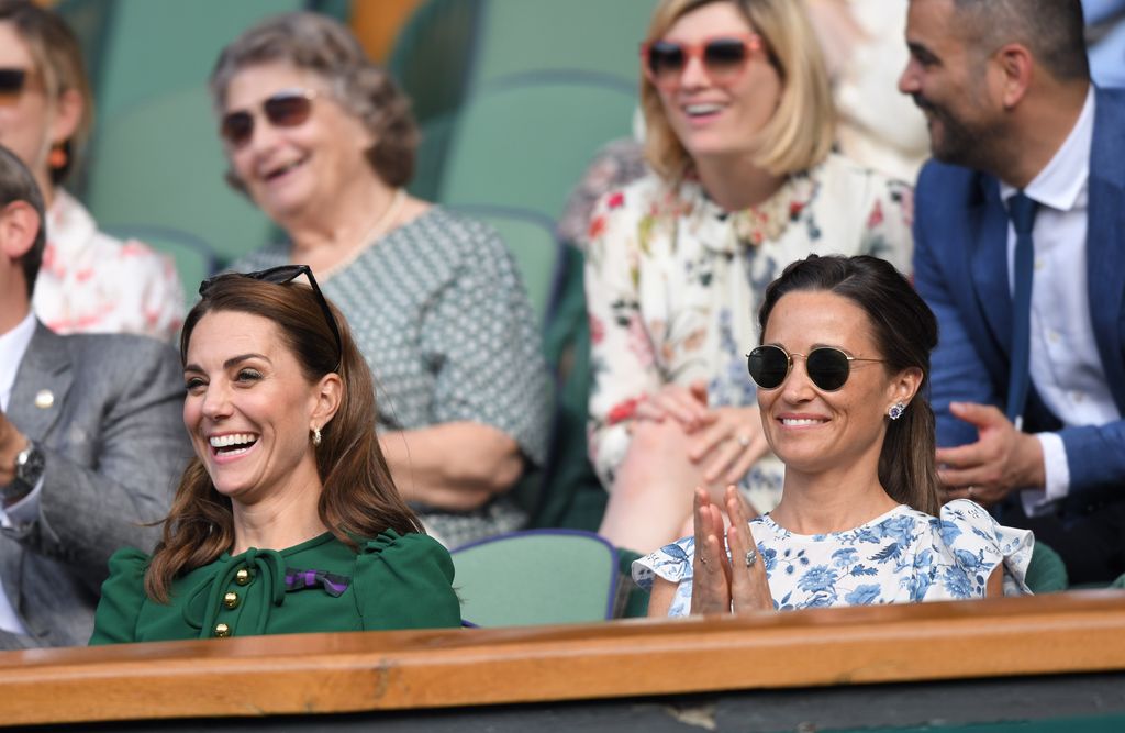 Kate and Pippa Middleton in the Royal Box on Centre Court during day twelve of the Wimbledon Tennis Championships in 2019