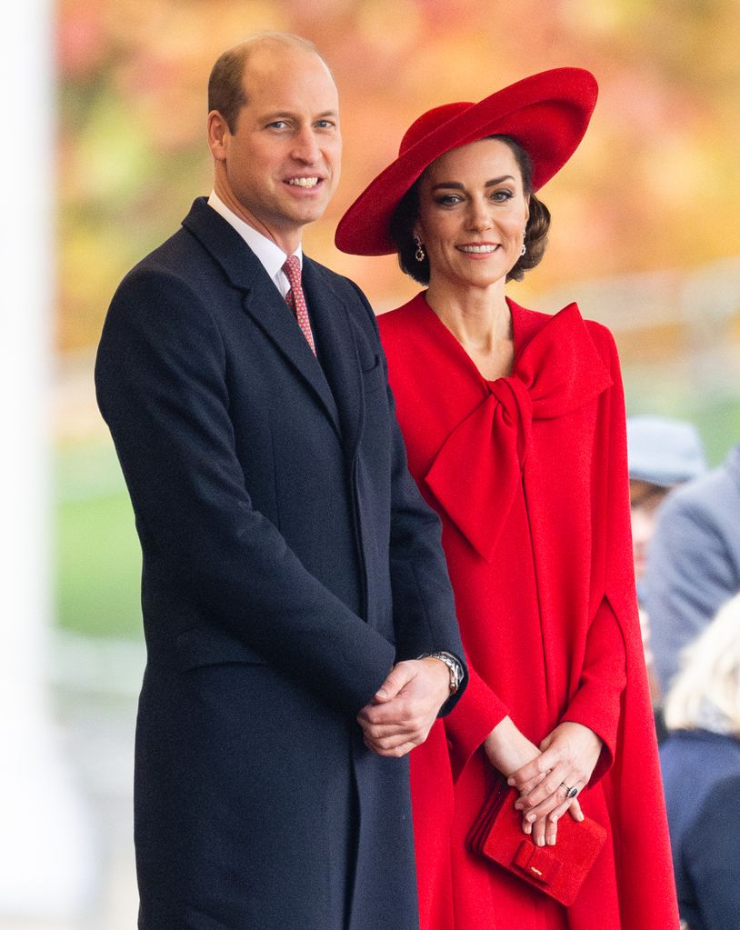 Prince William, Prince of Wales and Catherine, Princess of Wales attend a ceremonial welcome for The President and the First Lady of the Republic of Korea at Horse Guards Parade on November 21, 2023 