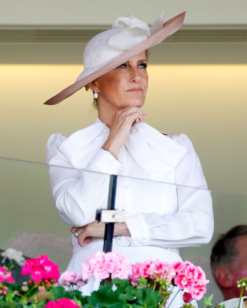  Sophie, Duchess of Edinburgh watches King Charles III's horse 'Circle of Fire' run in 'The Queen's Vase' on day 2 of Royal Ascot 2023 at Ascot Racecourse on June 21, 2023