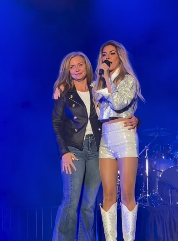 Still from a video shared by Shania Twain on Instagram August 2024 of her reuniting with her long lost friend Gloria, who she had not seen in 40 years, in Newfoundland