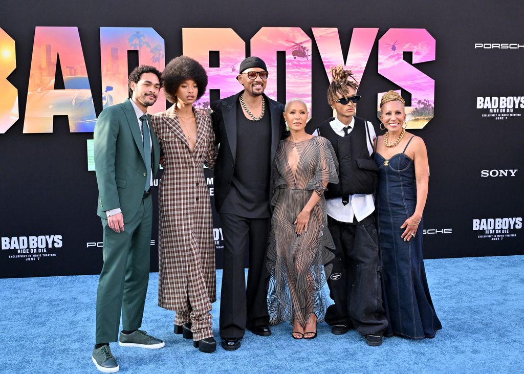 HOLLYWOOD, CALIFORNIA - MAY 30: (L-R) Trey Smith, Willow Smith, Will Smith, Jada Pinkett Smith, Jaden Smith and Adrienne Banfield-Norris attend the Los Angeles Premiere of Columbia Pictures' "Bad Boys: Ride or Die" at TCL Chinese Theatre on May 30, 2024 in Hollywood, California. (Photo by Axelle/Bauer-Griffin/FilmMagic)