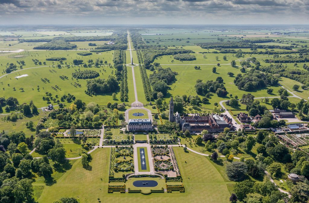 An aerial view of Eaton Hall in Cheshire