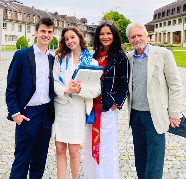 Michael Douglas and Catherine Zeta-Jones with their children Carys and Dylan Douglas