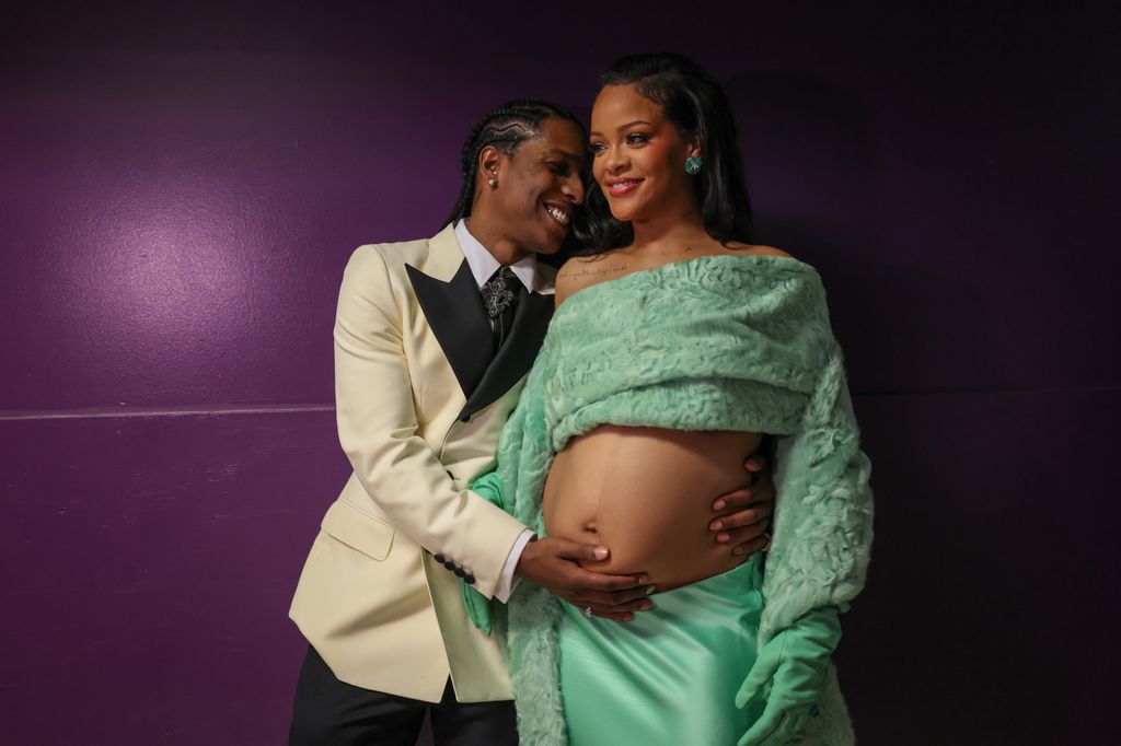 ASAP Rocky and Rihanna backstage at the 95th Academy Awards at the Dolby Theatre on March 12, 2023 in Hollywood, California.