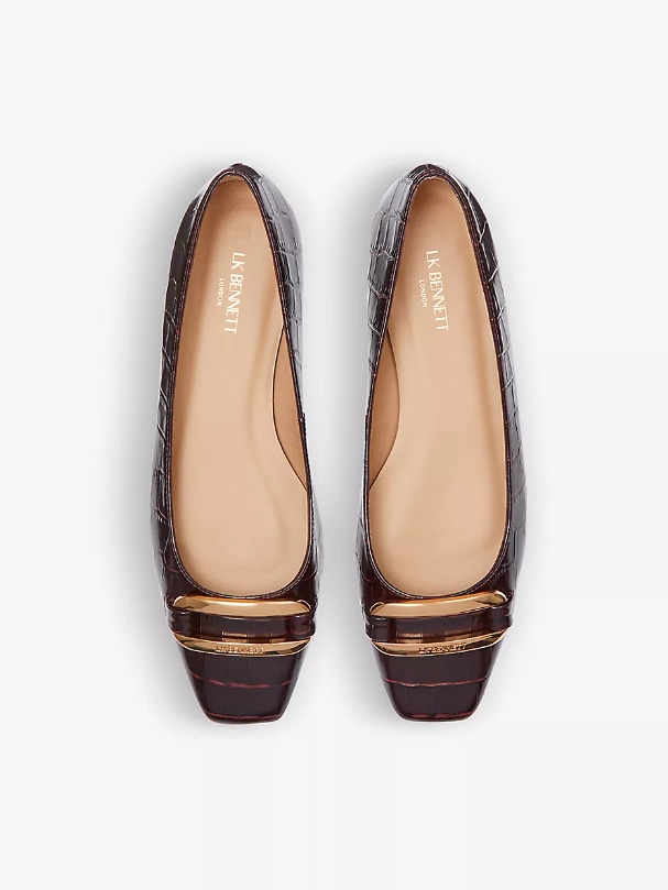 Cayden Croc-Embossed Leather Flats - LK Bennett