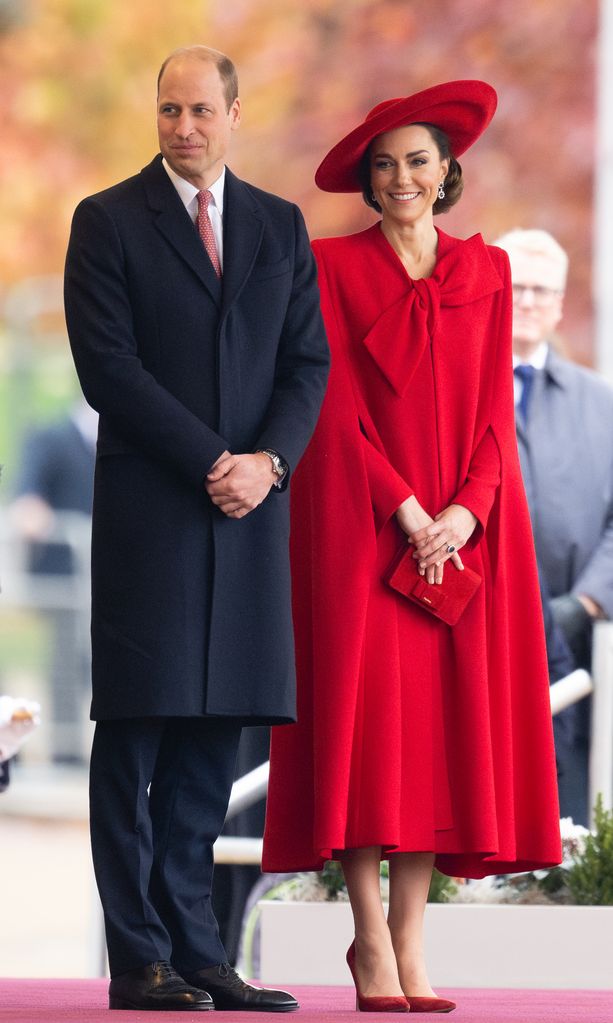 Prince William, Prince of Wales and Catherine, Princess of Wales attend a ceremonial welcome for The President and the First Lady of the Republic of Korea at Horse Guards Parade on November 21, 2023 in London, England. King Charles is hosting Korean President Yoon Suk Yeol and his wife Kim Keon Hee on a state visit from November 21-23. It is the second incoming state visit hosted by the King during his reign.