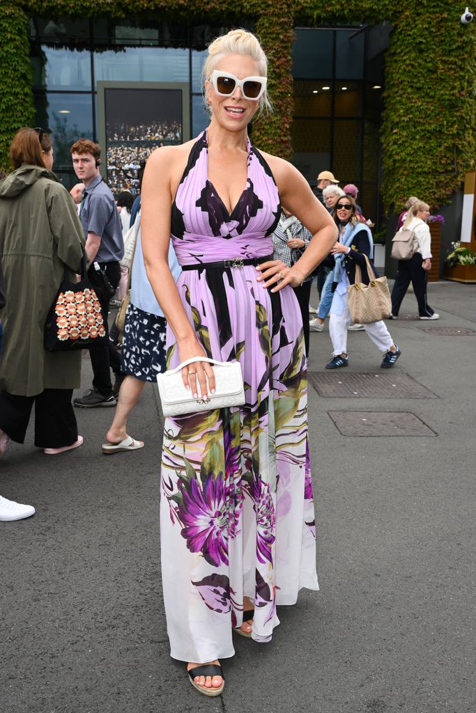 hannah waddingham in floral dress at wimbledon