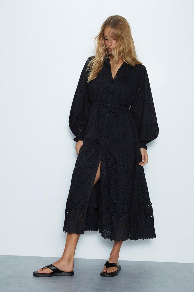 Warehouse Broderie Anglaise Shirt Dress