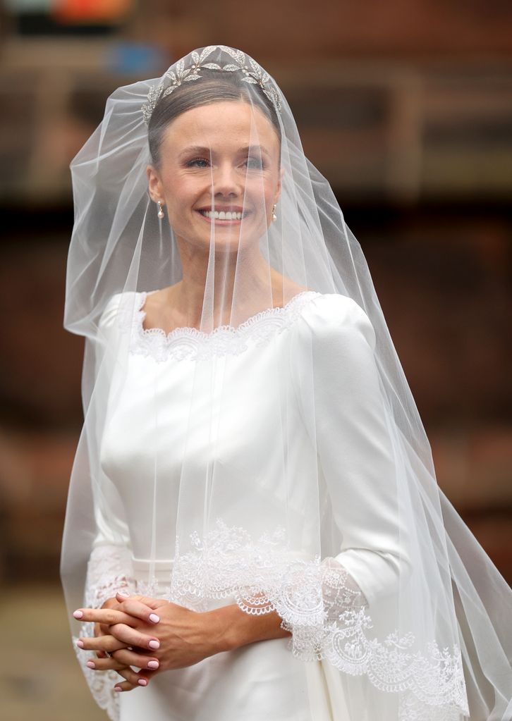 Olivia Henson arrives for her wedding to Hugh Grosvenor, Duke of Westminster at Chester Cathedral on June 07, 2024 in Chester, England. (Photo by Chris Jackson/Getty Images)