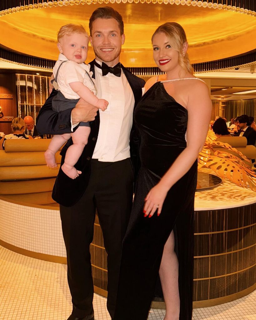 Amy and Sam in black tie with stanley