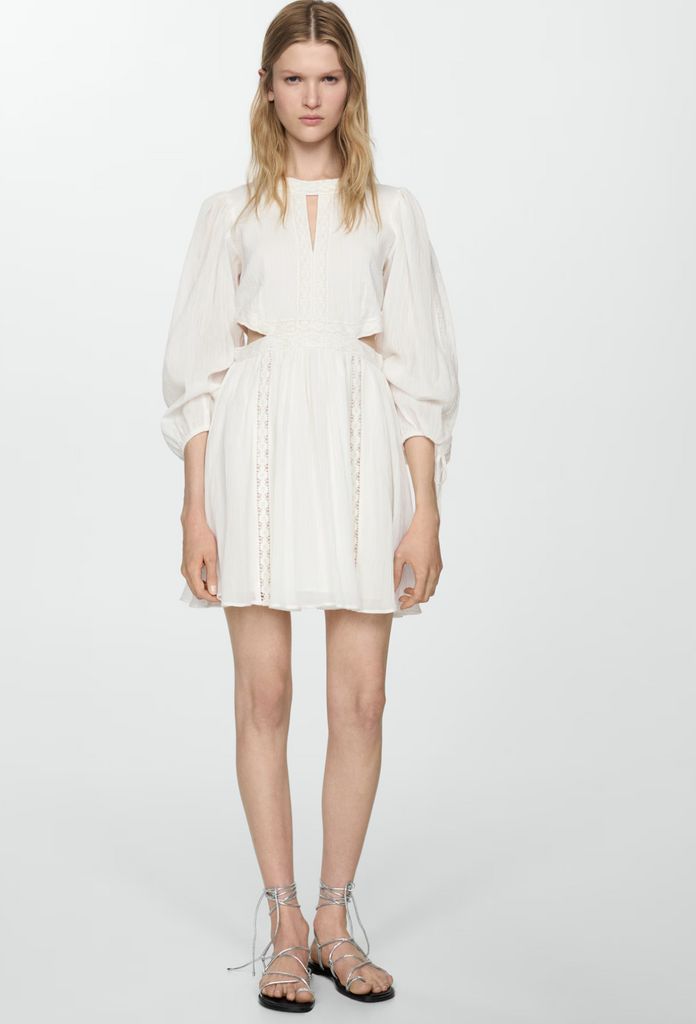 mango Tortured Poet Department Slit dress with lace detail