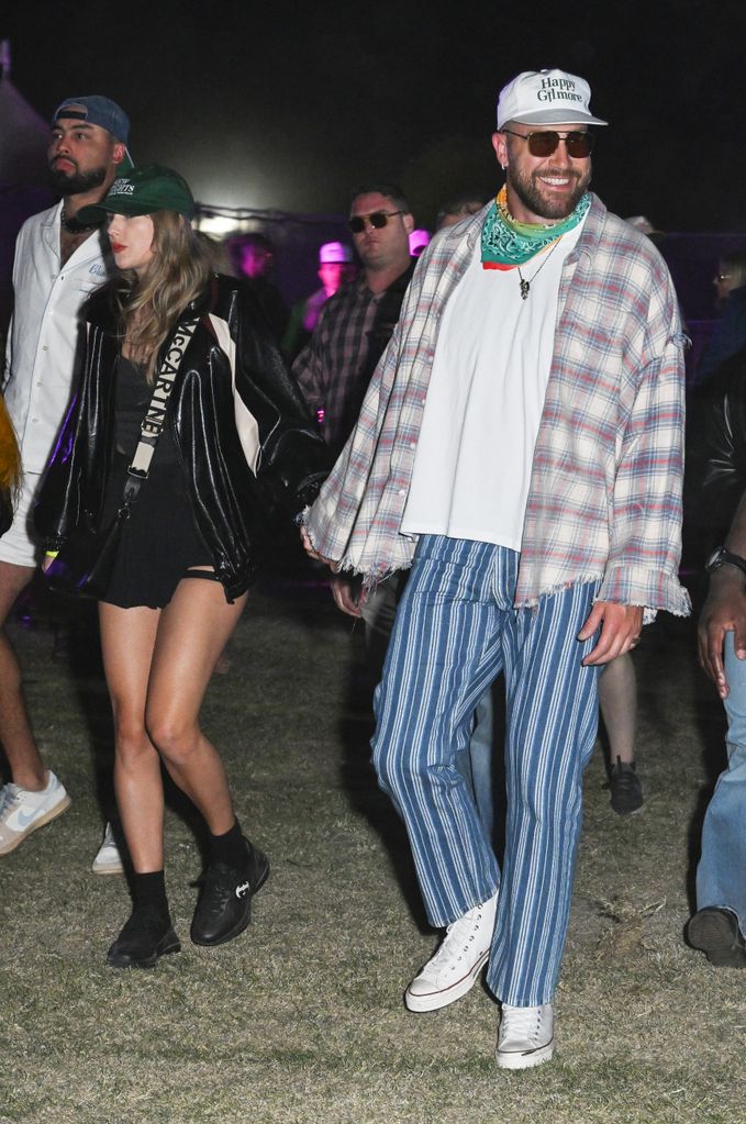 Taylor Swift and Travis Kelce at Neon Carnival held during the Coachella Music and Arts Festival on April 13, 2024 in Thermal, California.