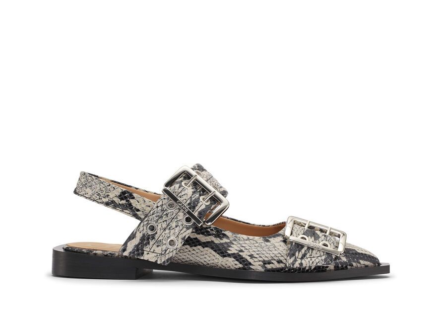 Sand Snake Printed Chunky Buckle Ballerinas