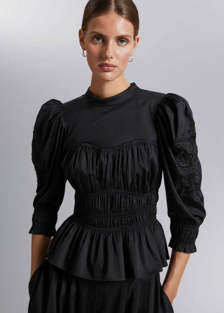 Puff Sleeve Peplum Blouse