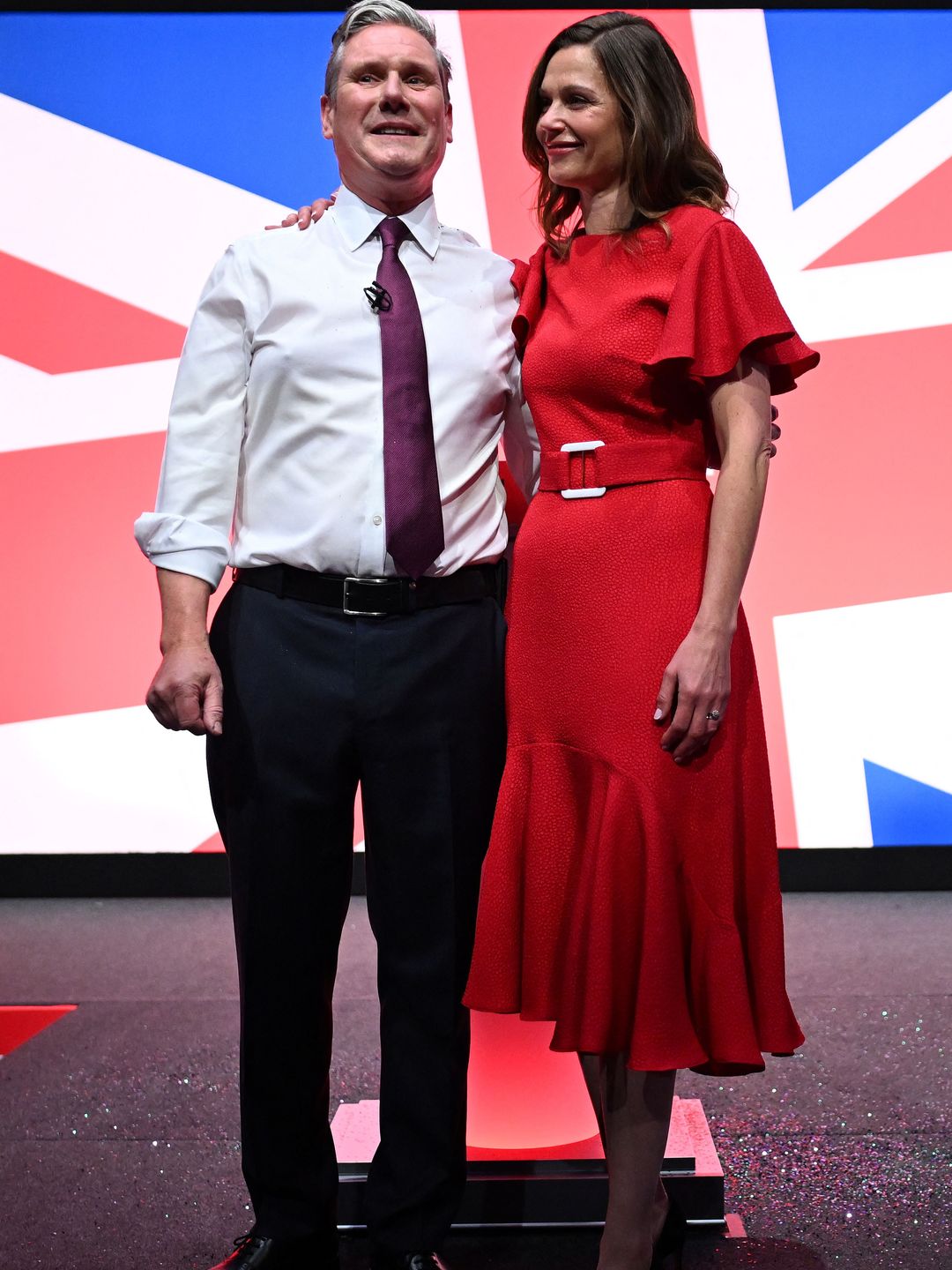 Victoria Starmer wears red alongside new PM Keir