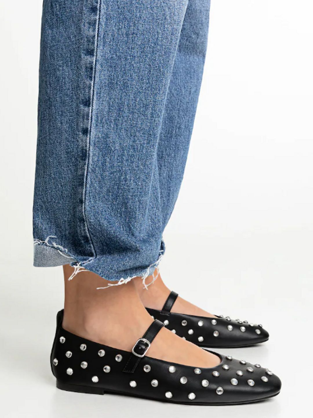 Ballet Flats With Rhinestone Ankle Strap - Stradivarius