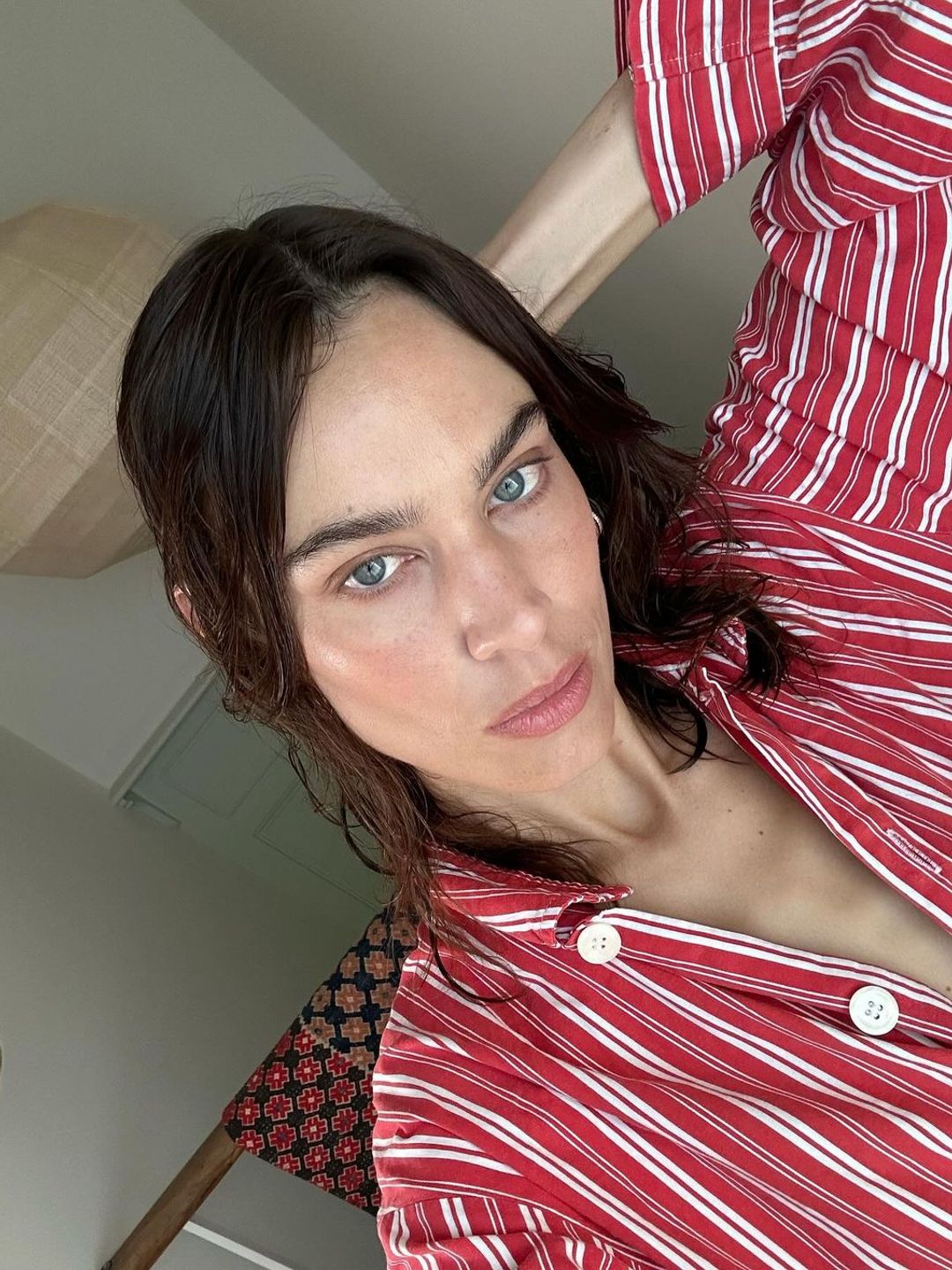 Alexa Chung wearing a no makeup look