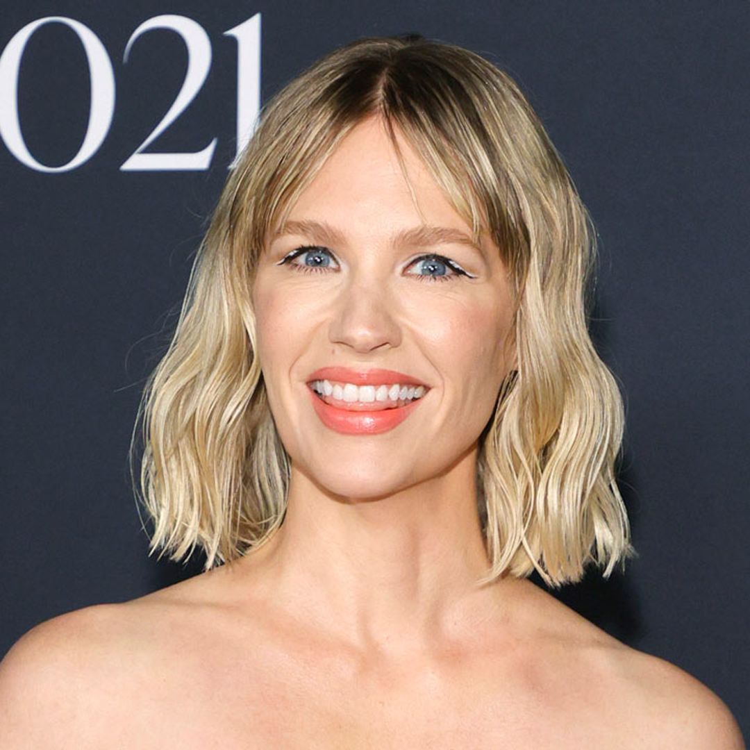 January Jones turns heads in chic crop top for rare outing with son Xander