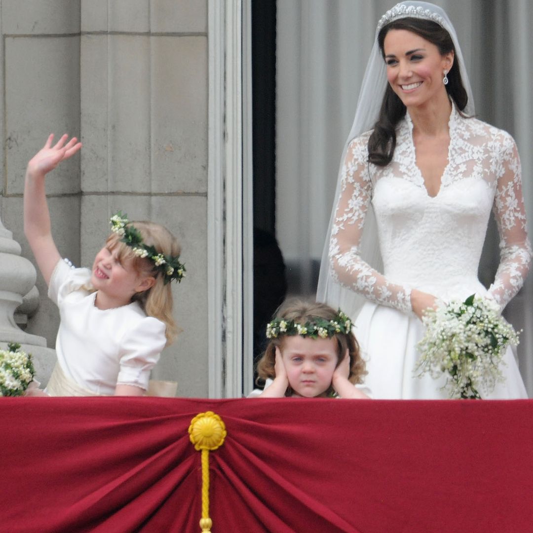 Princess Kate's bridesmaid Lady Louise Windsor, 7, is a mini Barbie in rarely-seen wedding photo