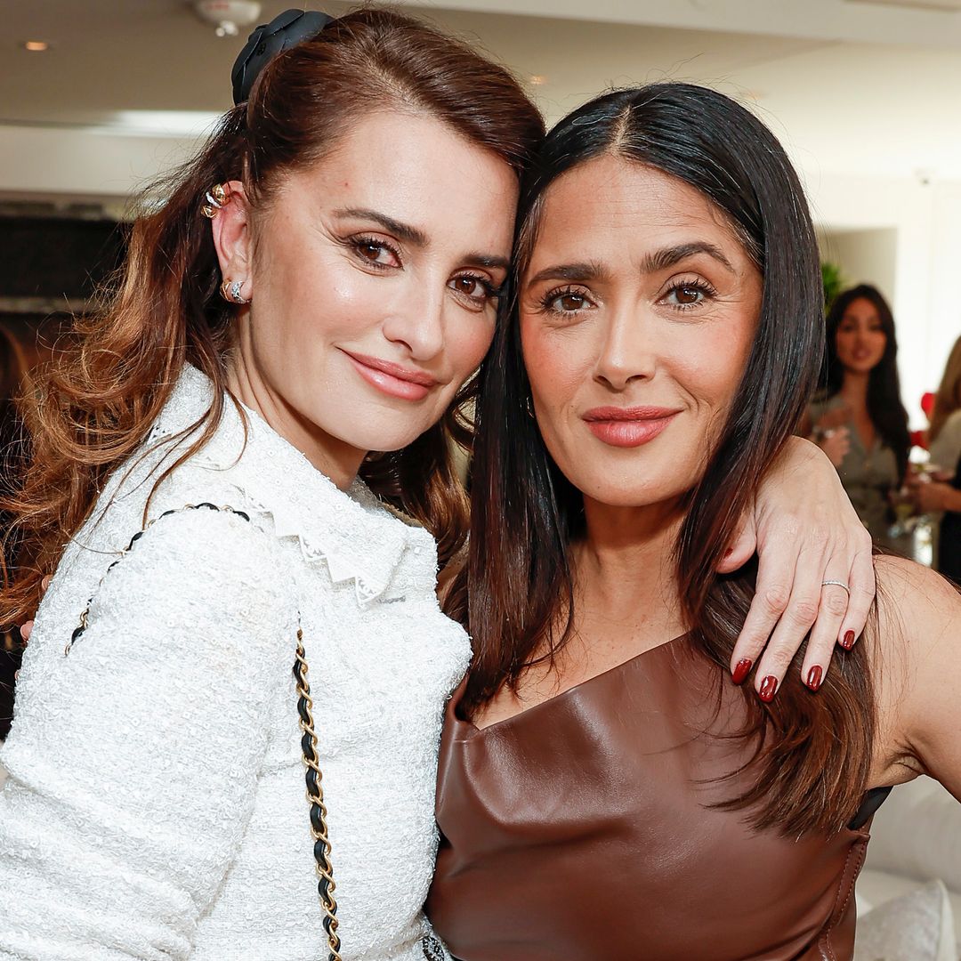 Salma Hayek wows in plunge dress for incredible throwback with BFF Penelope Cruz