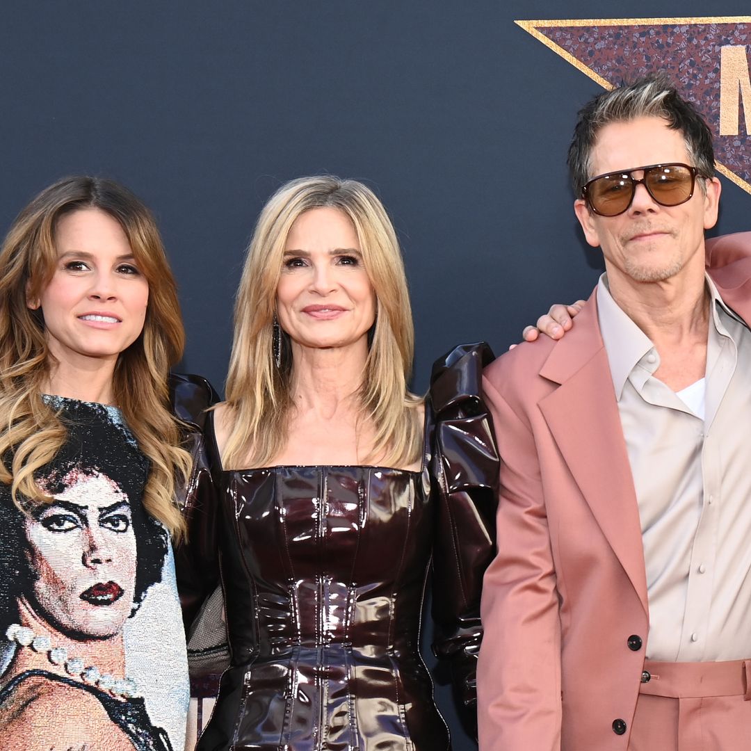 Kyra Sedgwick wows in leather mini dress in rare outing with Kevin Bacon and lookalike kids