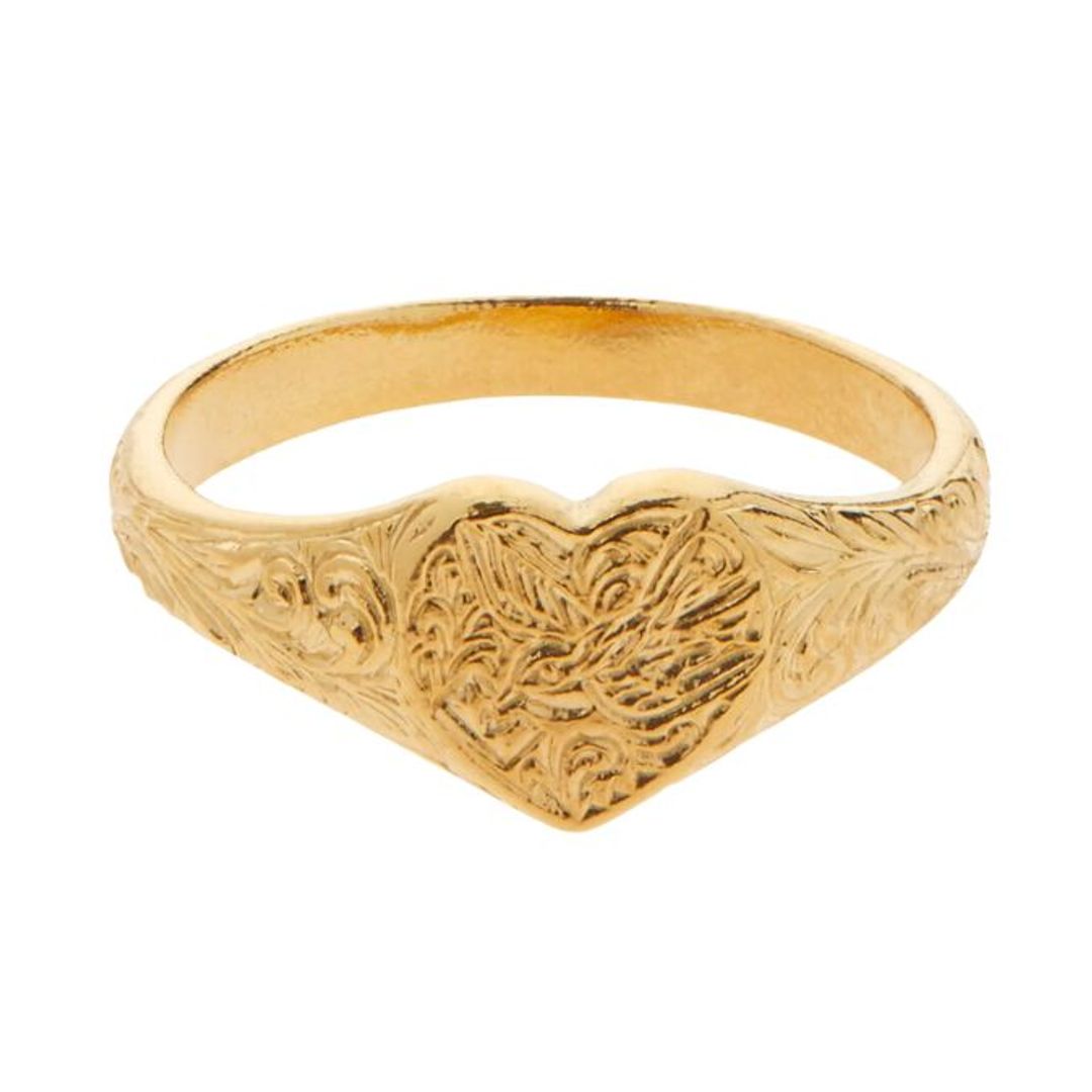 Alex Monroe gold heart signet ring 